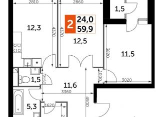 Продаю 2-ком. квартиру, 59.9 м2, Москва, метро Тушинская