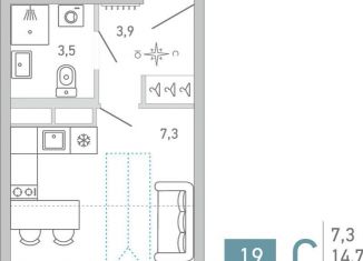 Продам квартиру студию, 14.7 м2, Санкт-Петербург, муниципальный округ Измайловское, набережная Обводного канала, 118ББ