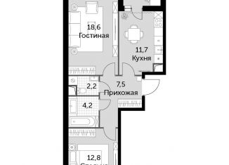 Продам 2-ком. квартиру, 58.5 м2, посёлок Развилка, Римский проезд, 13, ЖК Римский