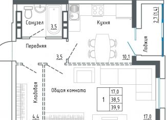 Продается 1-комнатная квартира, 41.3 м2, Уссурийск, улица Александра Францева, 42