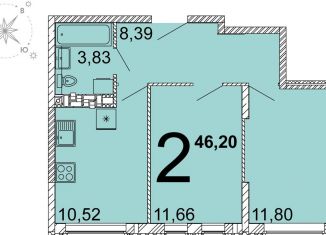 Продается 2-ком. квартира, 46 м2, Екатеринбург, метро Чкаловская, улица Академика Ландау, 36