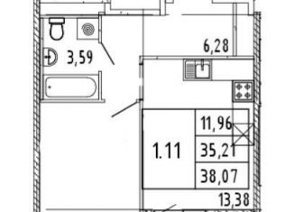 Продается 1-ком. квартира, 36.6 м2, поселок Бугры, ЖК Новые Горизонты, Тихая улица, 1