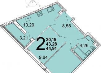 Продам 2-комнатную квартиру, 44.9 м2, Екатеринбург, метро Чкаловская, улица Академика Ландау, 36