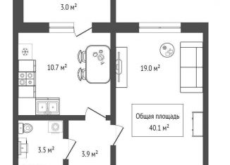 Продам 1-комнатную квартиру, 40.1 м2, Новосибирск, Спортивная улица, с44, метро Площадь Маркса