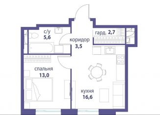 Продажа 1-комнатной квартиры, 41.4 м2, Москва, станция Москва-Товарная