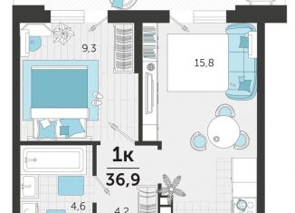 Продажа 1-комнатной квартиры, 36.9 м2, Краснодар, улица Автолюбителей, 1Гк1, ЖК Стрижи