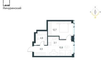 Продажа двухкомнатной квартиры, 35.7 м2, Москва, жилой комплекс Левел Мичуринский, к3, метро Раменки