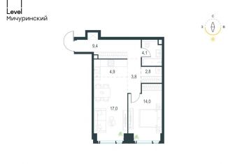 Продаю двухкомнатную квартиру, 56 м2, Москва, жилой комплекс Левел Мичуринский, к1, метро Раменки