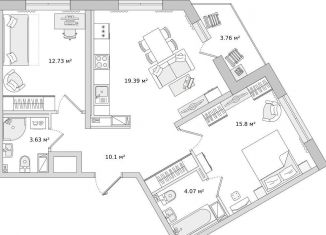 Продается 2-ком. квартира, 69.5 м2, Санкт-Петербург, ЖК Чёрная Речка