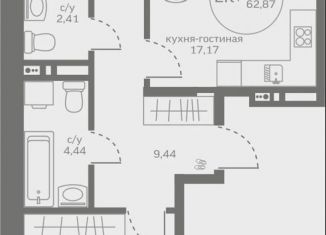 Продаю двухкомнатную квартиру, 61.5 м2, деревня Патрушева, улица Петра Ершова, 8