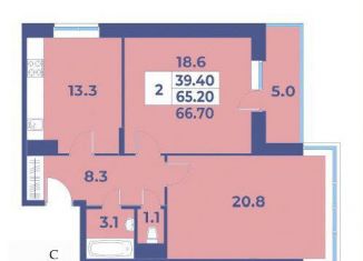 Продаю 2-ком. квартиру, 66.7 м2, деревня Рогозинино, деревня Рогозинино, 5