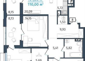 Продам трехкомнатную квартиру, 101.9 м2, Тюмень