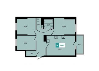 Продаю 3-комнатную квартиру, 71.8 м2, поселок Темерницкий