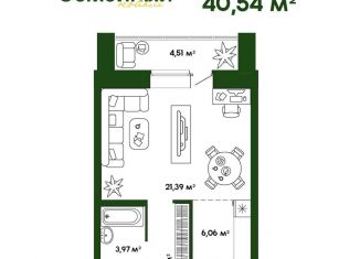 Продается квартира студия, 40.5 м2, село Засечное