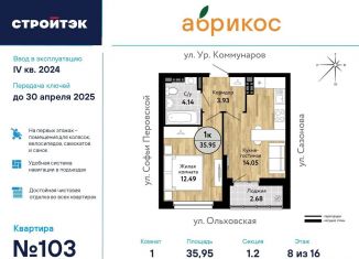 Продается 1-ком. квартира, 36 м2, Екатеринбург, Железнодорожный район
