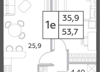 Продам двухкомнатную квартиру, 53.7 м2, Москва, метро Раменки, проспект Генерала Дорохова, вл1к1