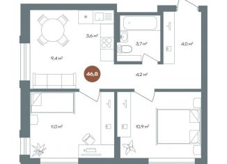 3-комнатная квартира на продажу, 46.8 м2, Новосибирск, метро Площадь Маркса, 3-й переулок Римского-Корсакова