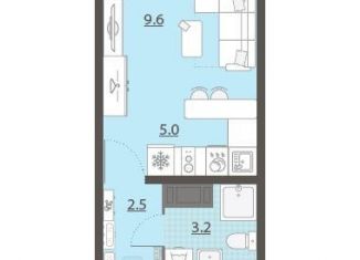 Продается квартира студия, 20.3 м2, Екатеринбург, Октябрьский район, жилой комплекс Хрустальные Ключи, 5к4