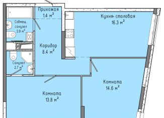 2-ком. квартира на продажу, 61.1 м2, Ижевск, улица Ленина, 91/1, ЖК Скандинавия