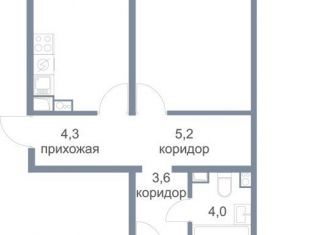 2-комнатная квартира на продажу, 71.3 м2, деревня Голубое, Парковый бульвар, 2к3