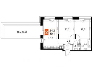 Продается 2-ком. квартира, 60.1 м2, Москва, район Свиблово, Снежная улица, вл22к3