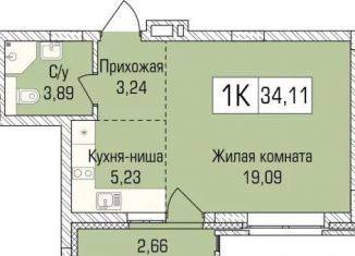 Продаю 1-комнатную квартиру, 33.8 м2, Новосибирская область, улица Василия Клевцова, 3