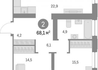 Трехкомнатная квартира на продажу, 68.1 м2, Новосибирск, метро Речной вокзал, улица Владимира Заровного, 29