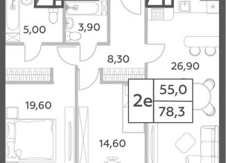 Продаю 3-ком. квартиру, 78.3 м2, Москва, ЖК Вилл Тауэрс, проспект Генерала Дорохова, вл1к1