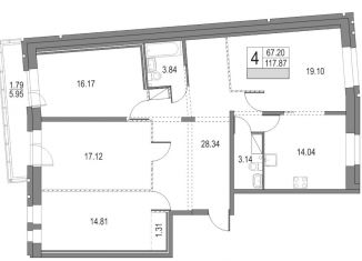 Продаю 4-комнатную квартиру, 119.7 м2, Санкт-Петербург, Коломяжский проспект, 13, метро Пионерская