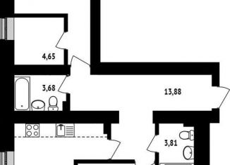 2-ком. квартира на продажу, 74.3 м2, Уфа, Ленинский район, улица Асхата Мирзагитова, 10