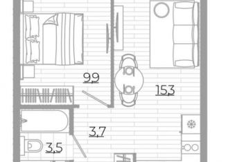 Продажа 1-комнатной квартиры, 35.8 м2, Екатеринбург, метро Чкаловская