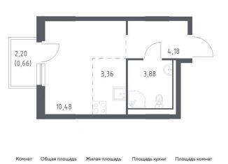 Продается квартира студия, 22.6 м2, деревня Новосаратовка