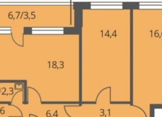 Продам двухкомнатную квартиру, 67.2 м2, Люберцы, Хлебозаводская улица, 6с1, ЖК Карамельный