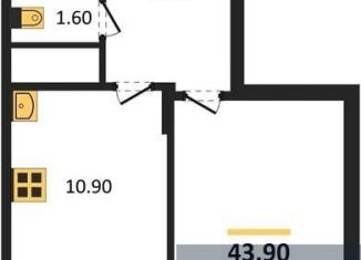 1-комнатная квартира на продажу, 43.9 м2, Воронеж, Краснознамённая улица, 57/5, ЖК Высота