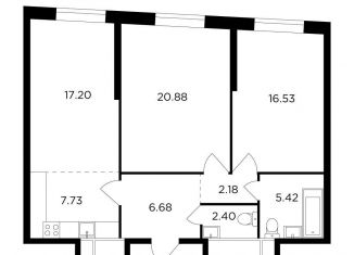 Продается двухкомнатная квартира, 79 м2, Москва, улица Петра Алексеева, 14, ЖК Кутузов Град 2