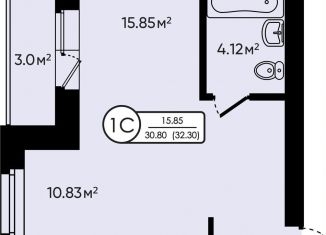 Продается квартира студия, 32.3 м2, деревня Мостец