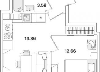 Однокомнатная квартира на продажу, 33.2 м2, Санкт-Петербург, метро Академическая