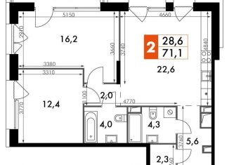 Продаю двухкомнатную квартиру, 71.1 м2, Москва, метро Свиблово, Снежная улица, вл22к3