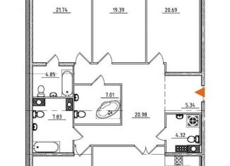 Четырехкомнатная квартира на продажу, 173.3 м2, Санкт-Петербург, метро Крестовский остров, Петровская коса, 6к1