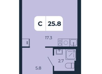 Квартира на продажу студия, 25.8 м2, поселок Верхнетемерницкий, улица Венеры, 19