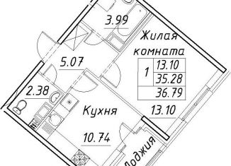 Однокомнатная квартира на продажу, 36.8 м2, Санкт-Петербург, ЖК Ариосто, Плесецкая улица, 6