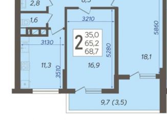 2-ком. квартира на продажу, 68.7 м2, Краснодар, улица имени Валерия Гассия, 4/7лит3, ЖК Фреш