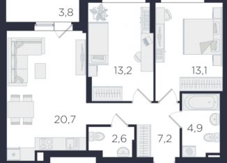 Продам 2-ком. квартиру, 63.7 м2, Екатеринбург, ЖК Ботаника Лайф, улица 8 Марта, 204Д