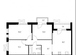 Продается 3-комнатная квартира, 82 м2, Тюмень, Полевая улица, 117к8, ЖК Озёрный Парк