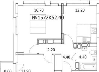 Продается 2-комнатная квартира, 52.4 м2, Люберцы, Солнечная улица, 2, ЖК Облака 2.0