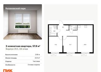 Продажа 2-комнатной квартиры, 57.8 м2, Москва, метро Ховрино