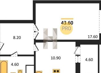 Продается 1-комнатная квартира, 43.6 м2, Воронеж, ЖК Высота, Краснознамённая улица, 57/5