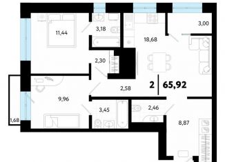 Продаю 2-ком. квартиру, 65.9 м2, Тюмень, Ленинский округ