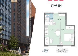 Продажа 1-ком. квартиры, 33.5 м2, Москва, метро Солнцево, жилой комплекс Лучи, к15