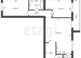 Продается трехкомнатная квартира, 84.3 м2, Тюмень, ЖК Ария, улица Тимофея Кармацкого, 7